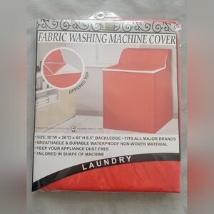 Fabric Washing Machine Cover in Red with Zippered Top